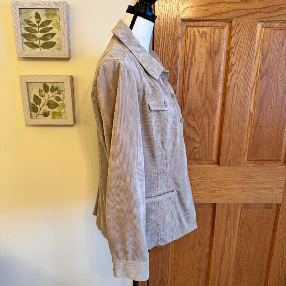 Croft & Barrow Jacket Womens M Beige Corduroy Blazer Button Front